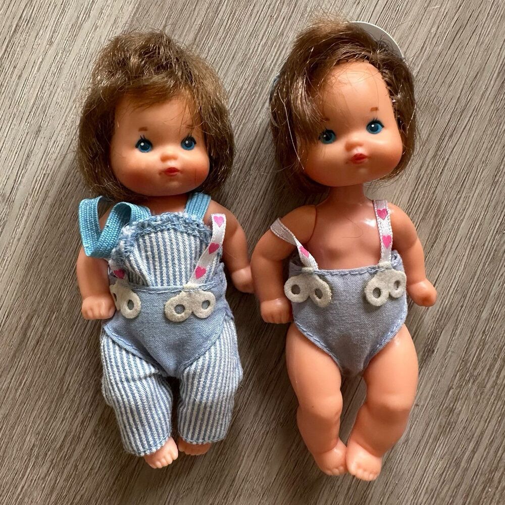 Vtg Baby Boy Dolls Light Skin Brown Rooted Hair The Heart Family Mattel Barbie